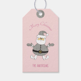 Etiqueta Para Presente Papai Noel de Moda Xadrez Natal Feliz