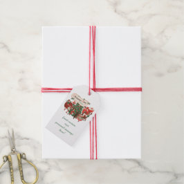 Etiqueta Para Presente Papai Noel de Natal Vintage e Crianças Dançando