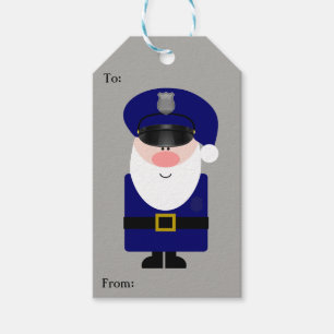 Etiqueta Para Presente Papai noel do agente da polícia