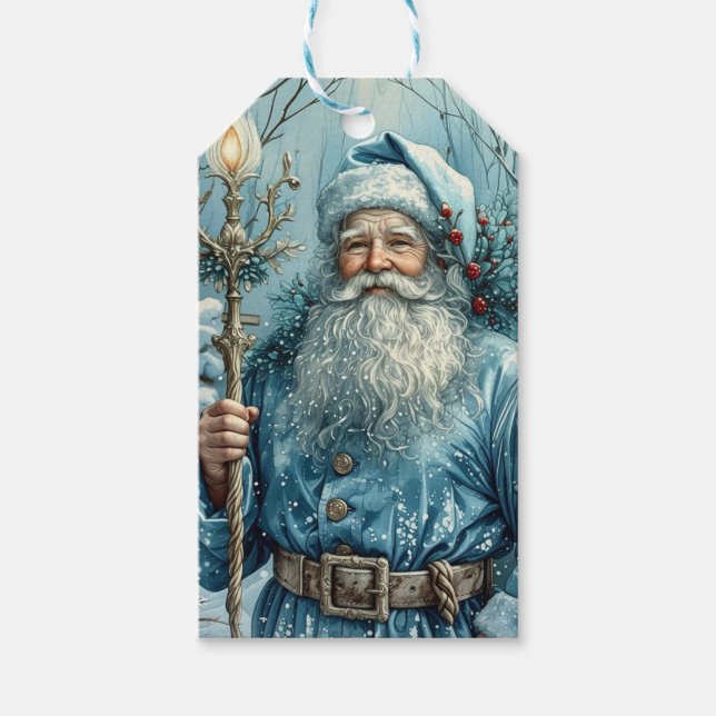 Etiqueta Para Presente Papai Noel do Natal Azul  (Frente)