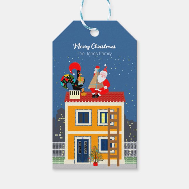 Etiqueta Para Presente Papai Noel encontra o galo português (Frente)