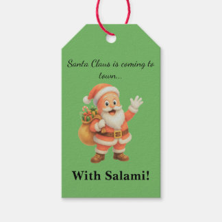 Etiqueta Para Presente Papai Noel está chegando à cidade.. Com Salami!