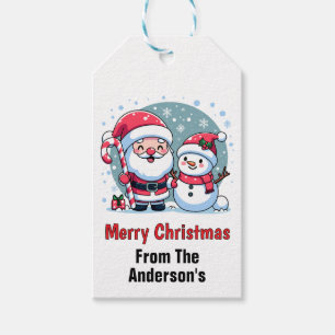 Etiqueta Para Presente Papai Noel Fofo e Boneco de Neve Natal Personaliza