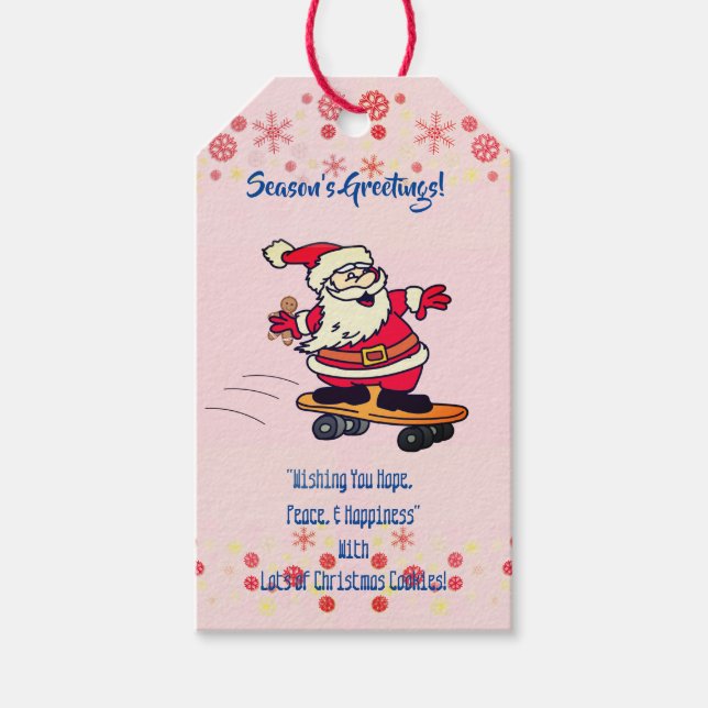Etiqueta Para Presente Papai Noel Patinando (Frente)