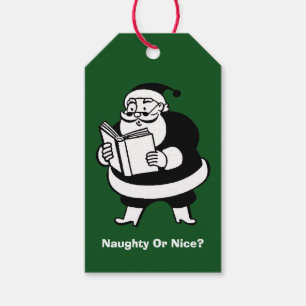 Etiqueta Para Presente Papai noel preto & branco do vintage da leitura no