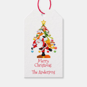 Etiqueta Para Presente Papai noel, Rudolph, boneco de neve e duende