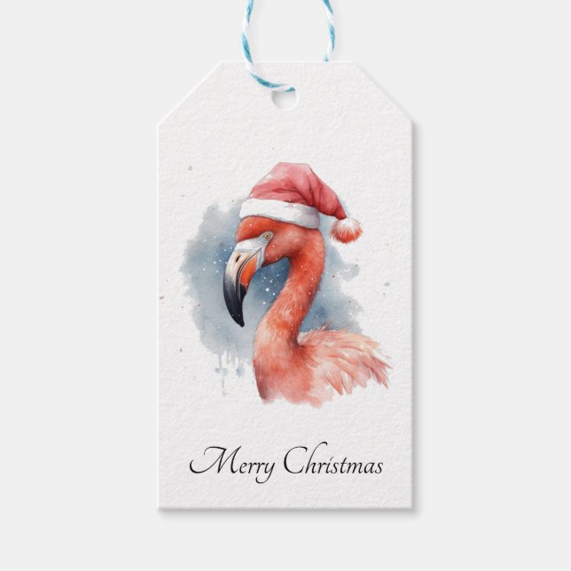 Etiqueta Para Presente Papai noel Snowbird Flamingo, personalizado (Frente)