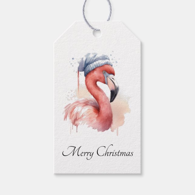 Etiqueta Para Presente Papai noel Snowbird Flamingo, personalizado (Frente)