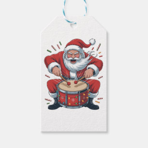 Etiqueta Para Presente Papai Noel Tocando Bateria Natal Baterista Xmas