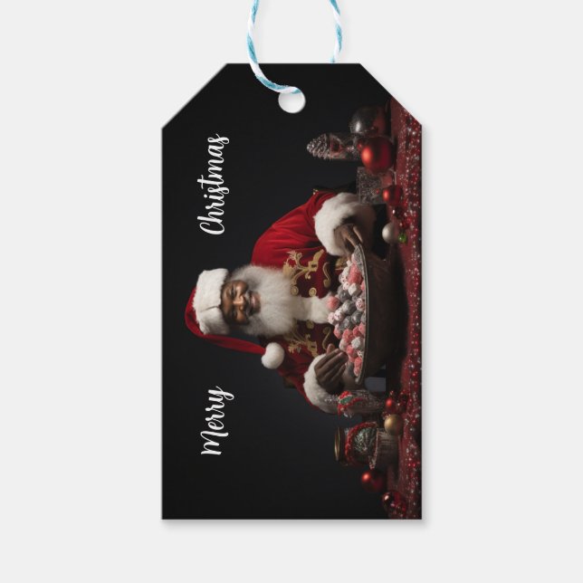 Etiqueta Para Presente Papais noeis Afro-Americanos Candy Land (Frente)