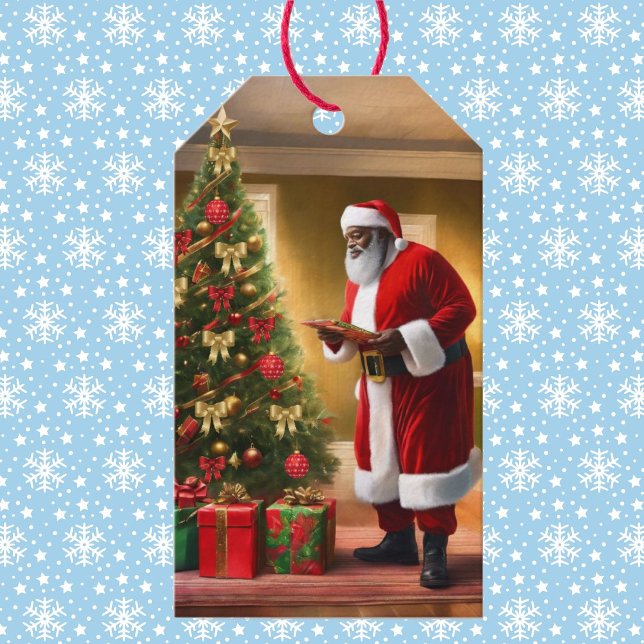 Etiqueta Para Presente Papais noeis Afro-Americanos Estão Verificando Sua (Criador carregado)