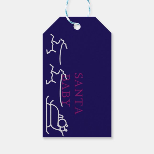 Etiqueta Para Presente Papais noeis Bebê: Festivo e Feriado Feliz" (Frente)