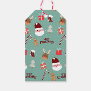 Etiqueta Para Presente Papais noeis Bonitos Reindeer Candy Cane Gingerpão