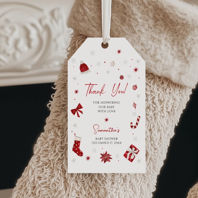 Etiqueta Para Presente Papais noeis Chá de fraldas de Natal (Criador carregado)