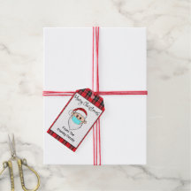 Papais noeis com a etiqueta de presente de máscara