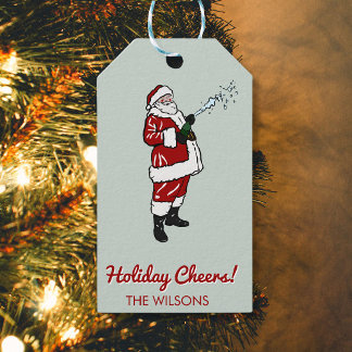 Etiqueta Para Presente Papais noeis com frasco de Champanhe