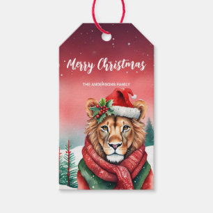 Etiqueta Para Presente Papais noeis Cute Lion Safari Festas de Natal Cria