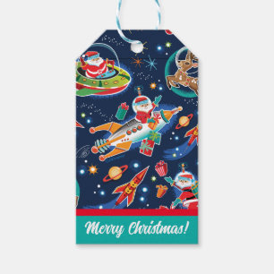 Etiqueta Para Presente Papais noeis da Idade do Espaço Natal