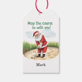 Etiqueta Para Presente Papais noeis de Golfe em Verde no Natal