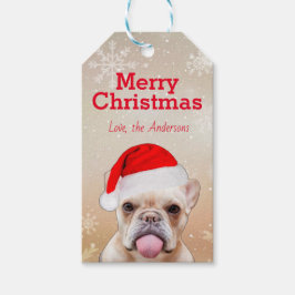 Etiqueta Para Presente Papais noeis do Buldogue Francês Feliz Natal