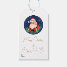 Etiqueta Para Presente Papais noeis Dourados azuis Natais vintages retro 