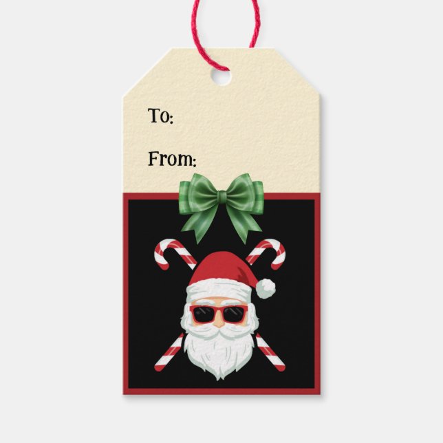 Etiqueta Para Presente Papais noeis Personalizados com Saudação de Natal  (Frente)