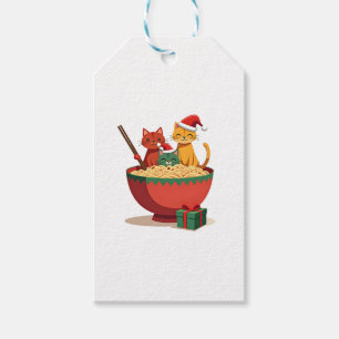 Etiqueta Para Presente Papais noeis Ramen Cats Anime Natal Xmas Crianças 