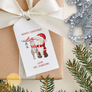 Etiqueta Para Presente Papais noeis Reindeer e Cardeal Personalizado Nata