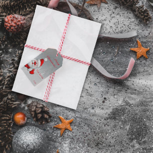 Etiqueta Para Presente Papais noeis Snowflake - letra vermelha minimalist