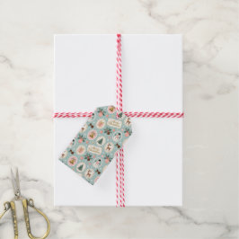 Etiqueta Para Presente Papel de embrulho com padrão natalino vintage