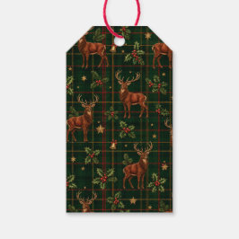 Etiqueta Para Presente Papel de embrulho de Natal Tartan Stag