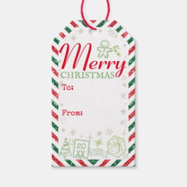 Etiqueta Para Presente Papelaria de Natal Vintage com Brilho