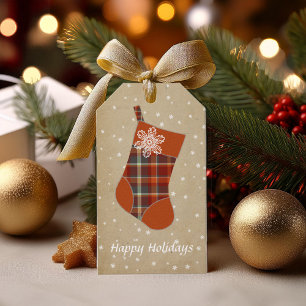 Etiqueta Para Presente Paprika da meia do Natal do Tartan e ardósia ID20