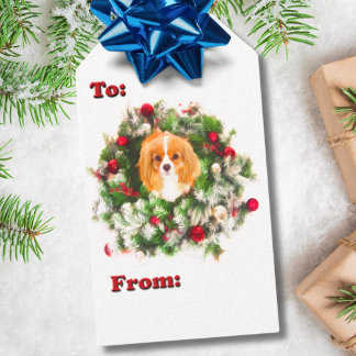 Etiqueta Para Presente Para e de Cavalier King Charles Wreath Dags