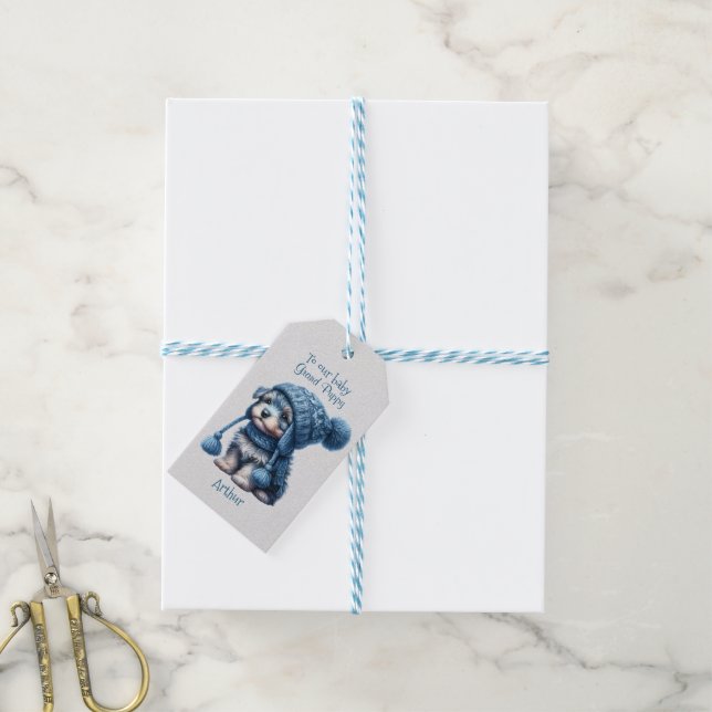 Etiqueta Para Presente Para o nosso bebê Grand Puppy Natal (Com cordão)