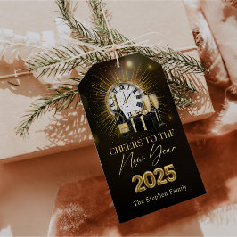 Etiqueta Para Presente Parabéns ao Ano Novo 2025 Champanhe Dourada