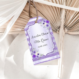 Etiqueta Para Presente Paraqueanera Floral Purple Quinceanera Aniversário