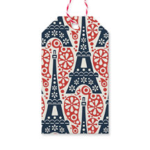 Paris Folk Floral Gift Tags | Eiffel Tower Folk Ar