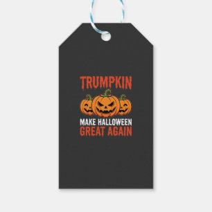 Etiqueta Para Presente Paródia engraçada de abóbora Trumpkin de Halloween