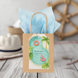 Etiqueta Para Presente Partido da Piscina de Aquarela Obrigado