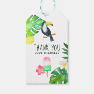 Etiqueta Para Presente Partido de Verão do Toucan Tropical Watercolor