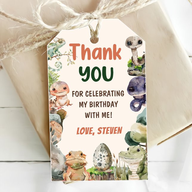 Etiqueta Para Presente Partido do Aniversário de criança Réptil (Criador carregado)