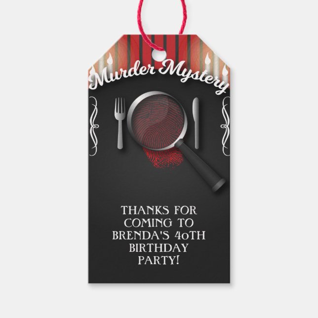 Etiqueta Para Presente Partido do Teatro Jante Mistério de Assassinato (Frente)