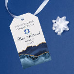 Etiqueta Para Presente Partido Mitzvah, Marinho Azul, Bar de Agate Dourad<br><div class="desc">Azul-marinho e ouro elegantes enfeitam o lado deste guardanapo do Bar moderno Mitzvah. O nome do seu filho está escrito em um belo roteiro formal sob a Estrela de David. Perfeito para uma família judia na moda,  que celebra o seu filho sendo chamado para a Torá.</div>