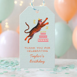 Etiqueta Para Presente Party Animals Tiger Kids Birthday Thank You
