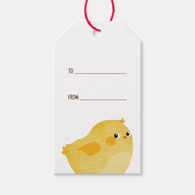 Etiqueta Para Presente Páscoa com frango amarelo (Frente)