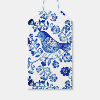 Etiqueta Para Presente Pássaro Azul de Delft 🐦 floral Francês País Sctol