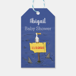 Etiqueta Para Presente Pássaro-do-mar engraçado circulado por desenhos an