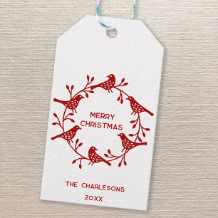 Etiqueta Para Presente Pássaro Escandinavo Terra Personalizada Natal