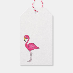 Etiqueta Para Presente Pássaro Flamingo Quente Rosa de Paraíso Tropical